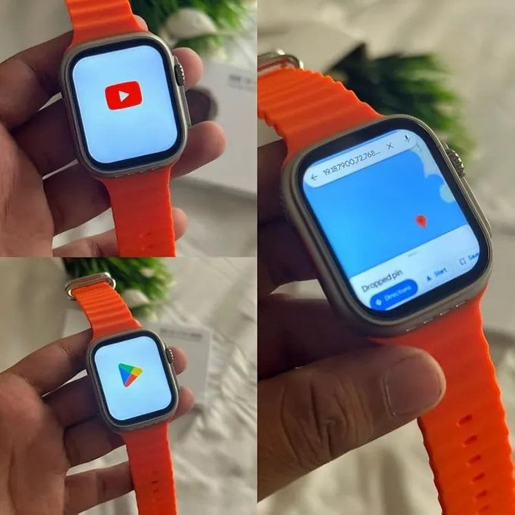 New S8 ULTRA 5G Smart Watch Wifi GPS 4G Network 4GB RAM 64GB Storage Smartwatch  (Black, Orange Strap, 49)