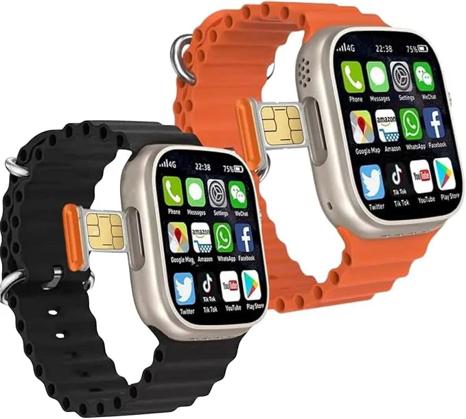 New S8 ULTRA 5G Smart Watch Wifi GPS 4G Network 4GB RAM 64GB Storage Smartwatch  (Black, Orange Strap, 49)